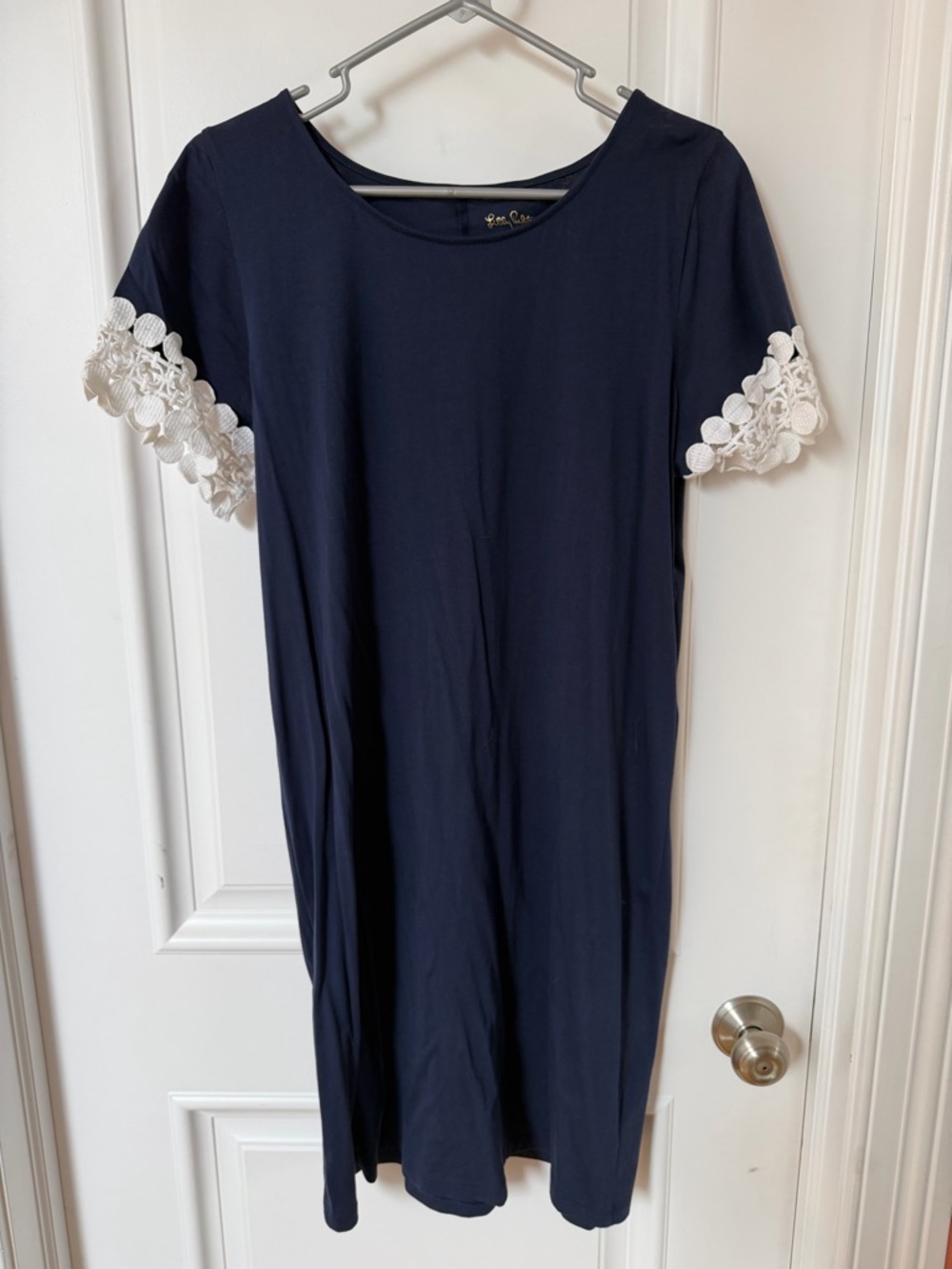 Lilly Pulitzer Navy Scoop Neck Tee with Gold Logo
